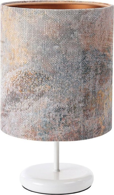 Lampa stołowa Lumes Biała lampa stołowa z abażurem tuba - S359-Veres