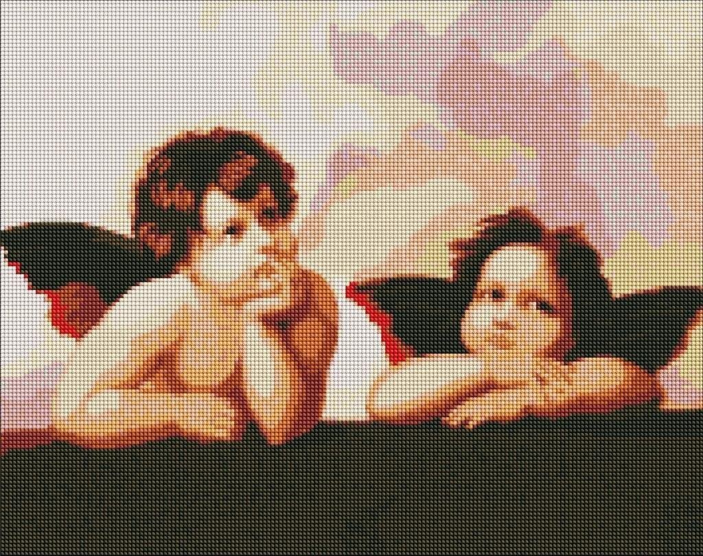 Ideyka Diamentowa mozaika - Urocze małe aniołki 40x50cm