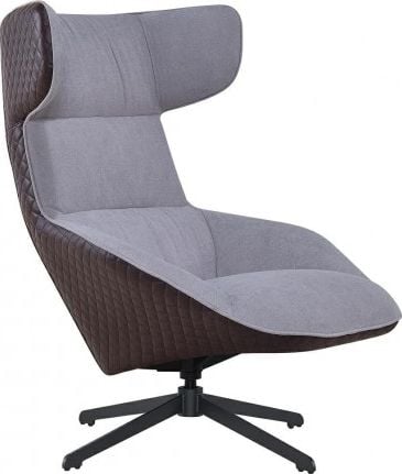 King Home Fotel VITA szary - brąz - tkanina, ekoskóra, metal