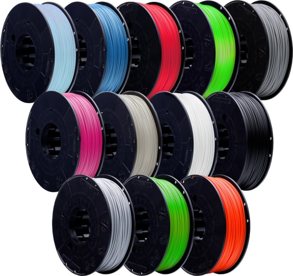 Print-me Zestaw filamentów Print-Me mix Swift PETG, Smarfit PLA, Smooth ABS, Flex 20D, Flex 40D, Smooth ASA - 1,75mm 1,2kg - 12 kolorów}
