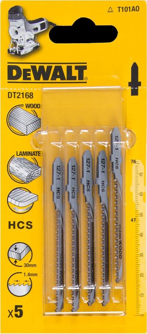 Dewalt Brzeszczot do drewna i laminatu typ T HCS 76x47mm podziałka 1,4mm 5szt. (DT2168-QZ)
