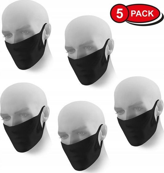 Maska Ochronna Wielorazowa Antywirusowa Dwuwarstwowa Czarna 5 szt.