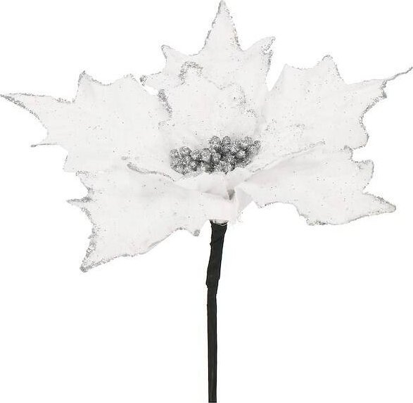 Springos Gwiazda betlejemska, sztuczny kwiat, poinsecja biała z brokatem UNIWERSALNY