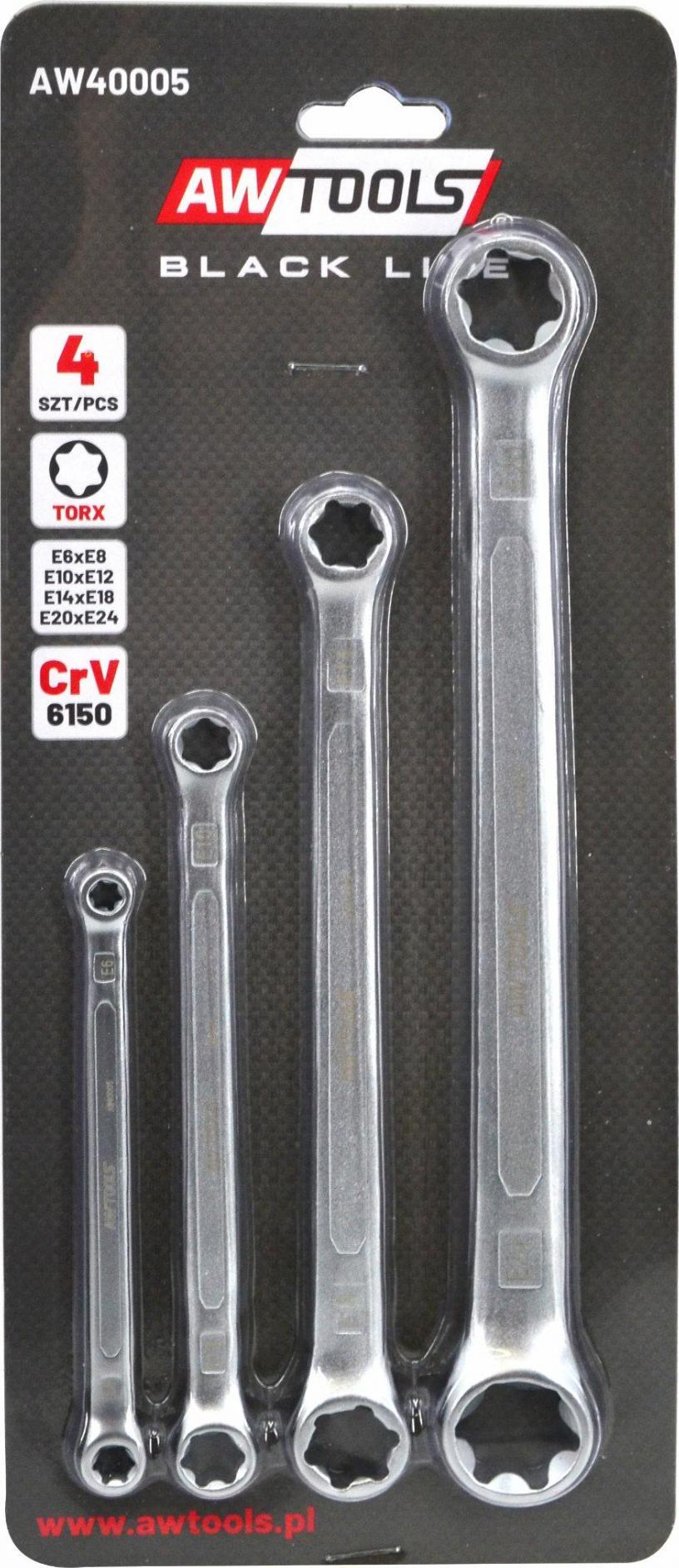 AWTools AWTOOLS ZESTAW KLUCZY OCZKOWYCH TORX E6-E24 - 4 CZĘŚCI