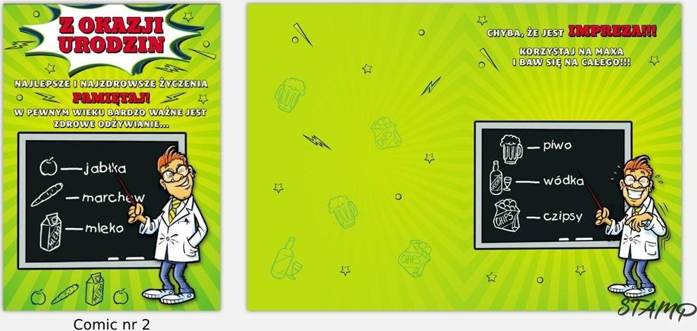 Stamp Karnet Comic B6 + koperta wzór nr 02 Urodziny