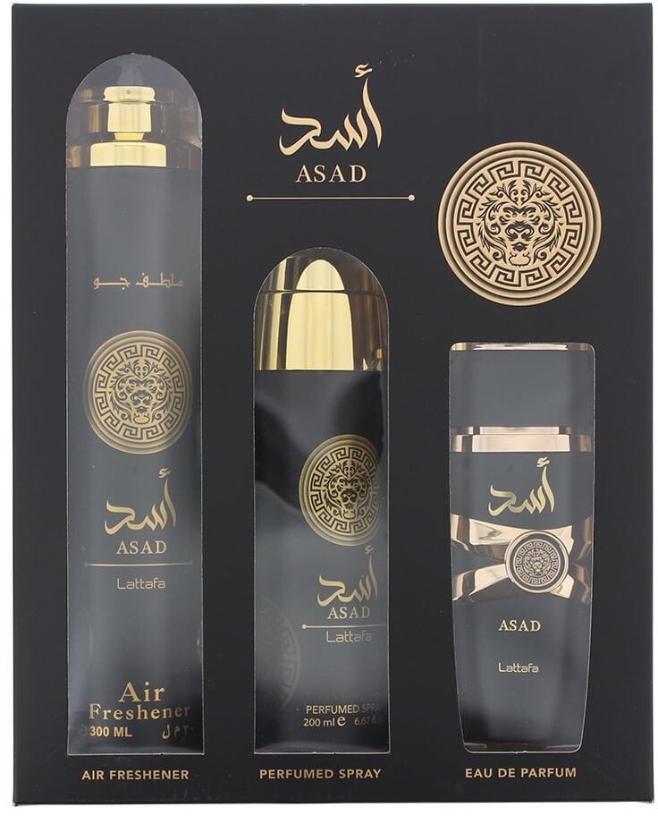 SET LATTAFA Asad EDP spray 100ml + DEO spray 200ml + AIR FRESHENER spray 300ml