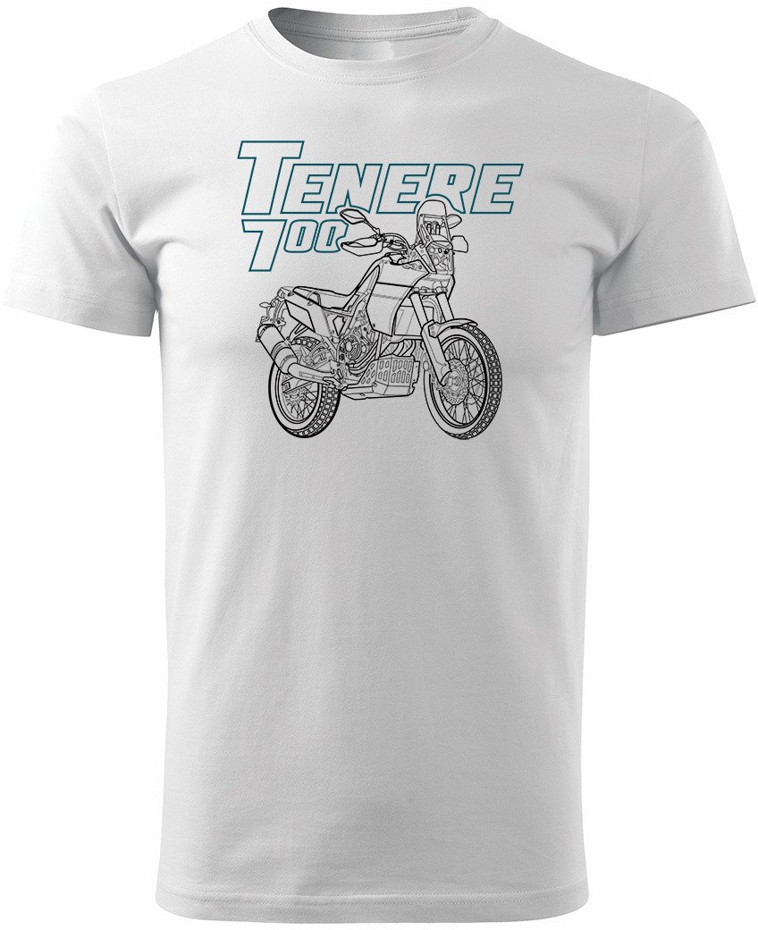 Koszulka motocyklowa z motocyklem Yamaha Tenere 700 męska biała REGULAR XL