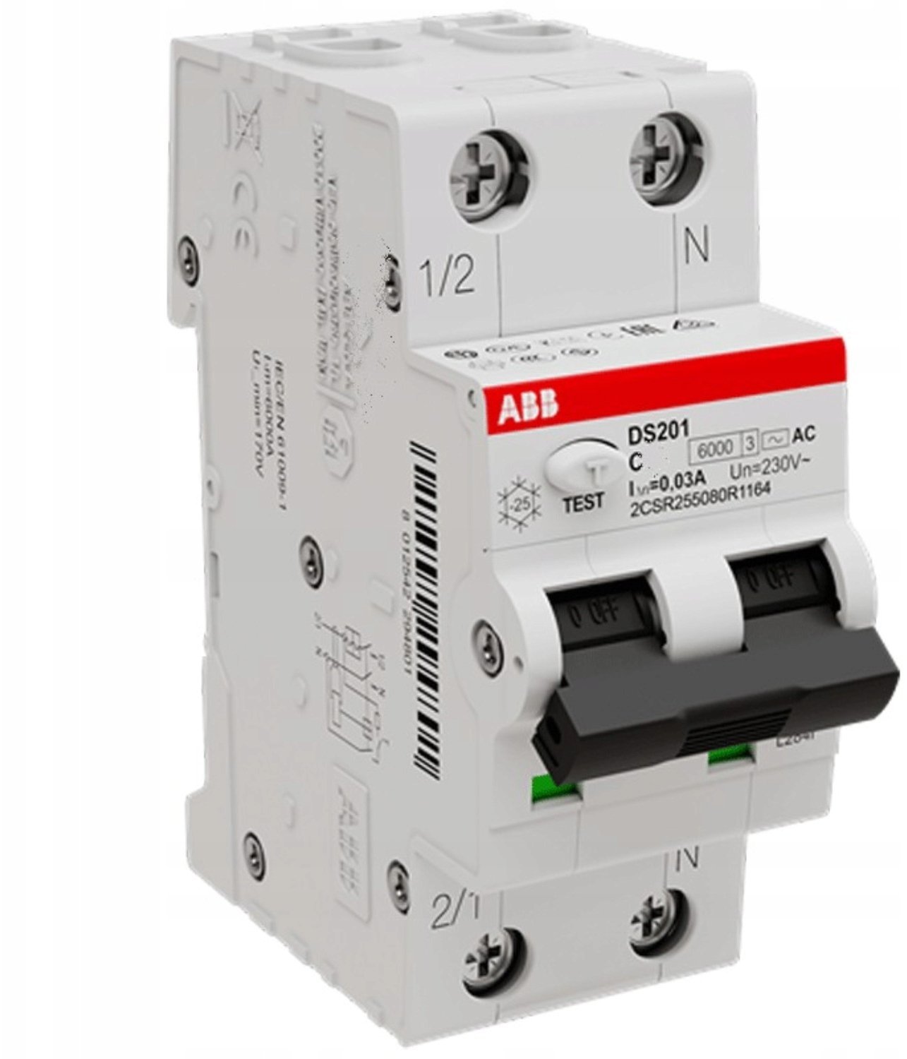 Wyłącznik różnicowo-nadprądowy 1P+N char. C 32A 6kA 30mA AC bezzwłoczny DS201 C32 AC30 2CSR255080R1324