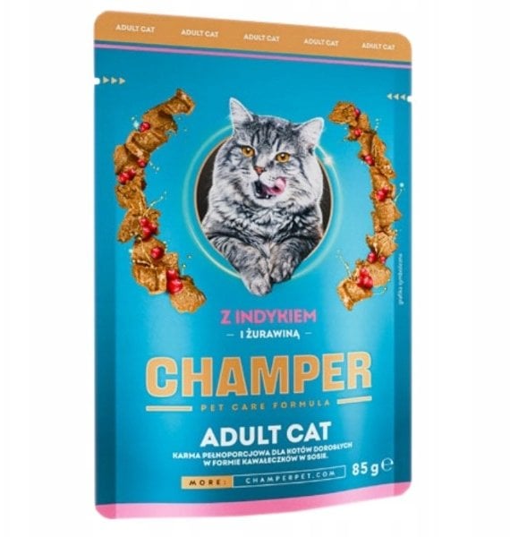 CHAMPER KOT z indykiem i żurawiną w sosie - saszetka 85g