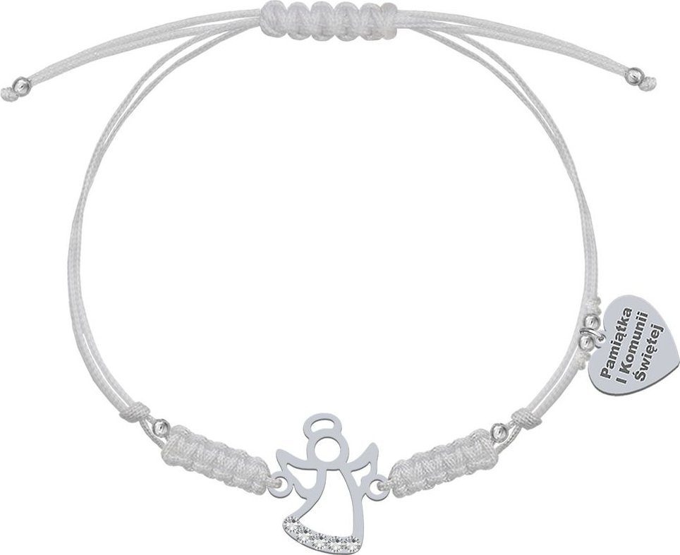 Radziszewska Jewellery Bransoletka z Aniołkiem srebro sznurek GRAWER GRATIS