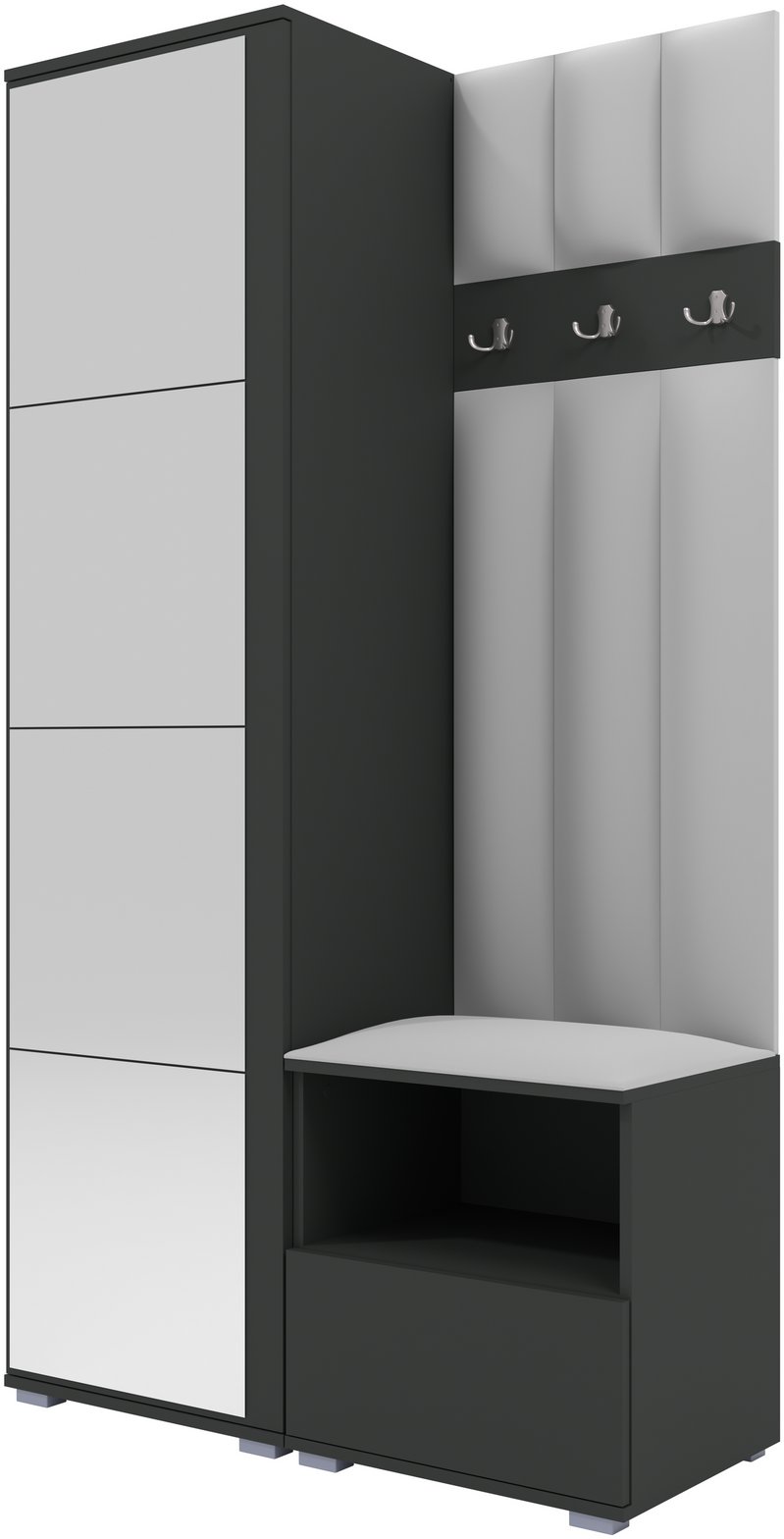 Tapicerowana garderoba Nela I LUX z lustrem - kolor grafit + tkanina Trinity 32