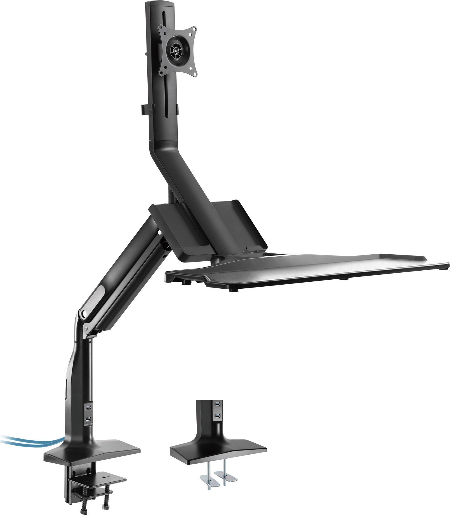 InLine InLine® Workstation desk mount with lift and USB 3.0, movable, for keyboard, mouse and monitor up to 81cm (32"), max. 9kg