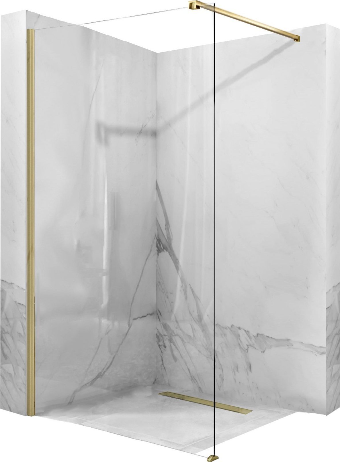 Rea Ścianka prysznicowa Rea Aero Złota Szczotkowana 120