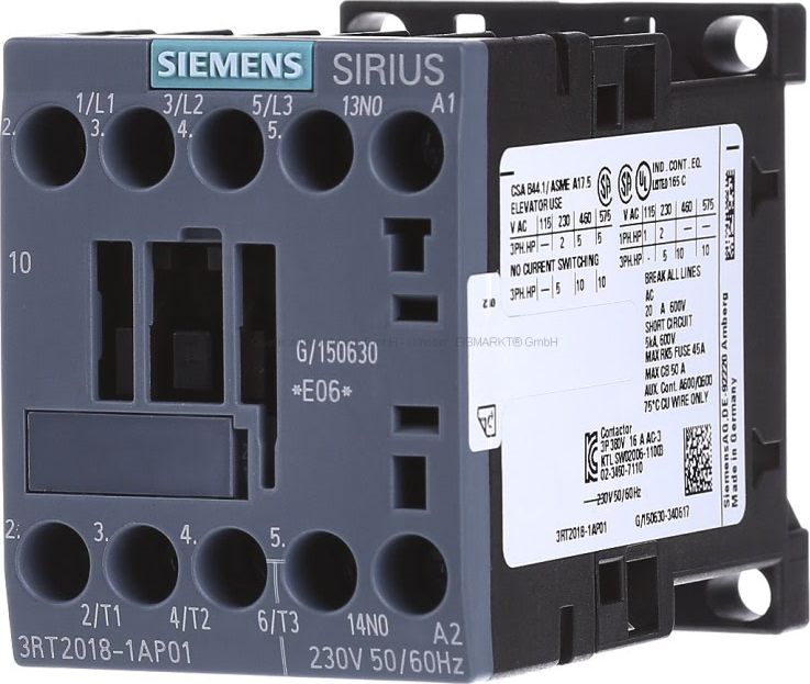 Siemens Stycznik mocy 16A 3P 230V AC 1Z 0R S00 (3RT2018-1AP01)