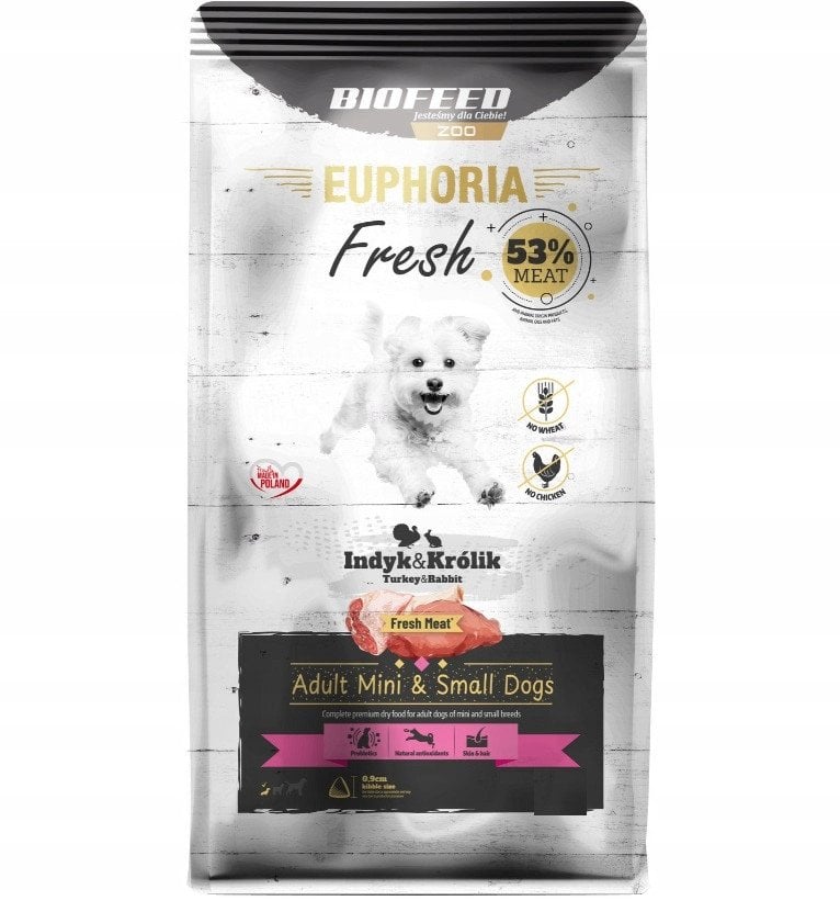 BIOFEED Euphoria fresh meat adult indyk/królik xs/s 0,5kg