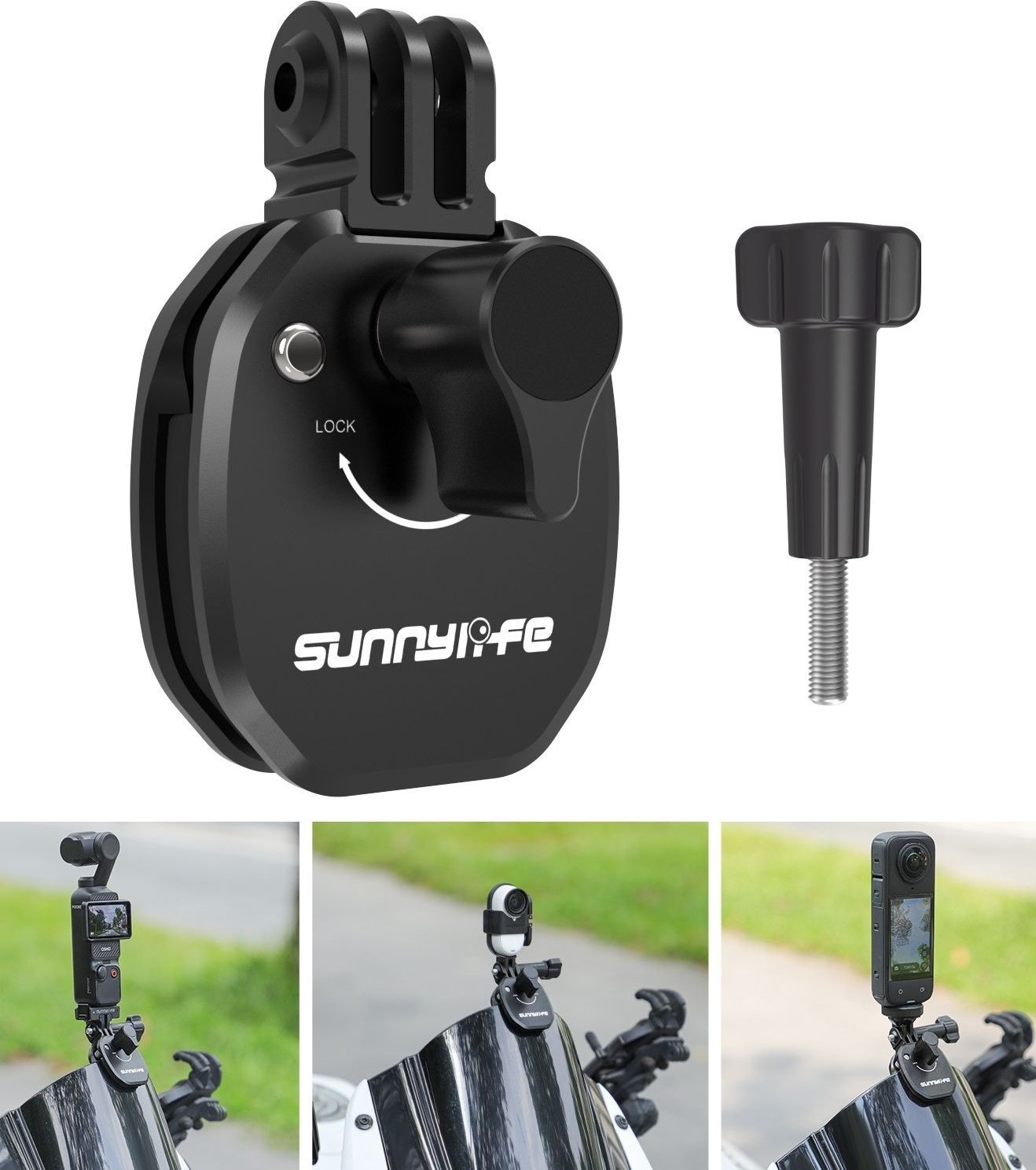 SunnyLife Uchwyt Mocowanie na Szybę Motor Motocykl do GoPro SJCAM XIAOMI DJI INSTA360 / ZJ846-D