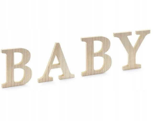 Drewniany napis BABY, 16.5-21.5x19.5 cm