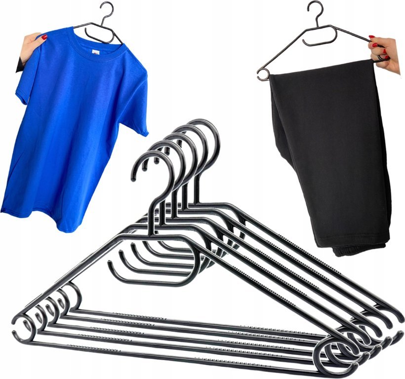 AKMA Zestaw Wieszaków Plastikowych na Ubrania 5 sztuk Czarne do Szafy Odzieżowe