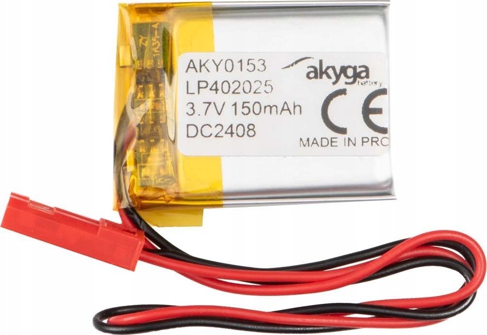 Akumulator Li-Po LP402025 Akyga AKY0153 3.7V / 150mAh PCM złącze JST 2-Pin 150mm
