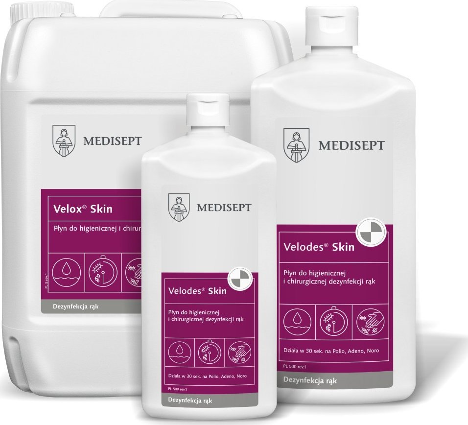 Medisept Płyn do higienicznej i chirurgicznej dezynfekcji rąk Velodes Skin 500 ml