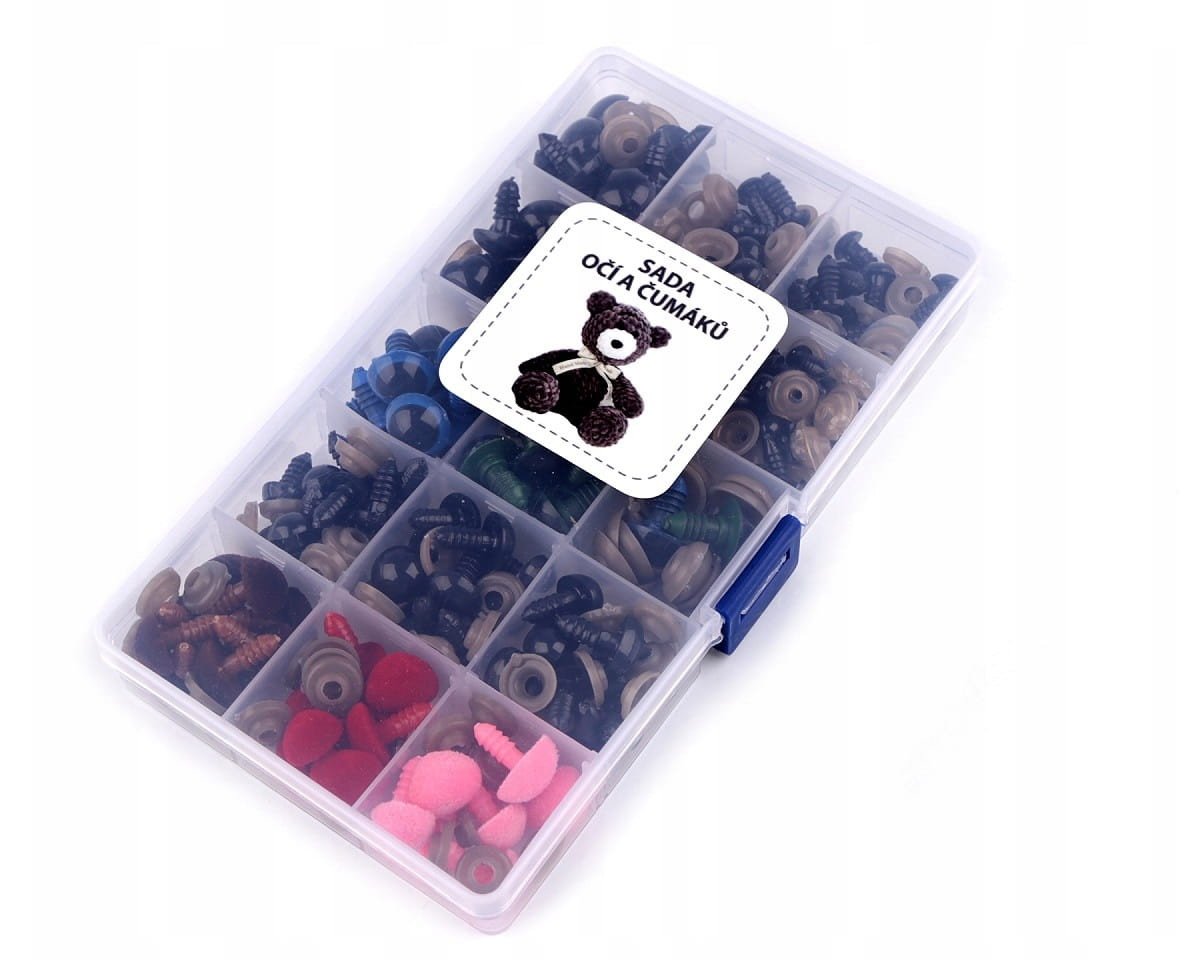 Oczka do maskotek / lalek na zacisk kształt kulisty fi 14 mm MIX 135 szt.