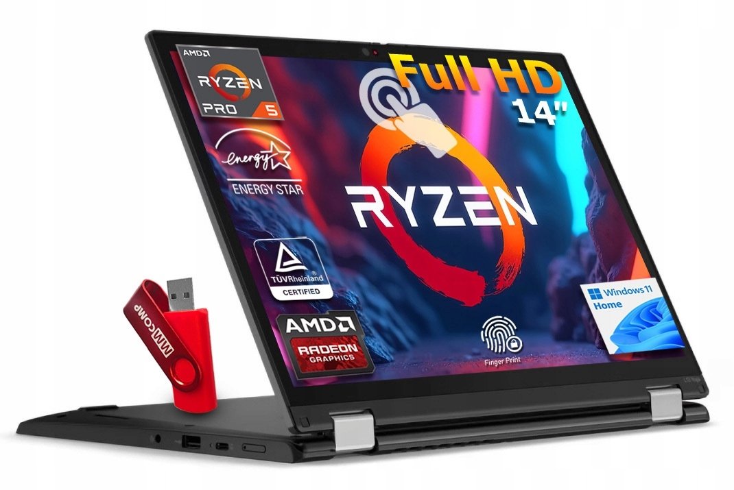 Laptop Lenovo ThinkPad L13 Yoga G4 2w1 R5 7530U 8GB 512GB SSD FHD IPS W11 DOMOWY
