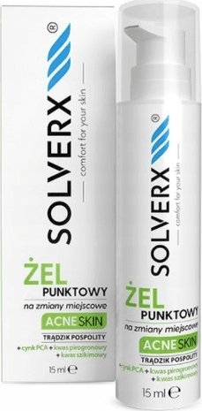 Solverx SOLVERX Acne Skin Żel punktowy na zmiany miejscowe - przeciwtrądzikowy 15ml