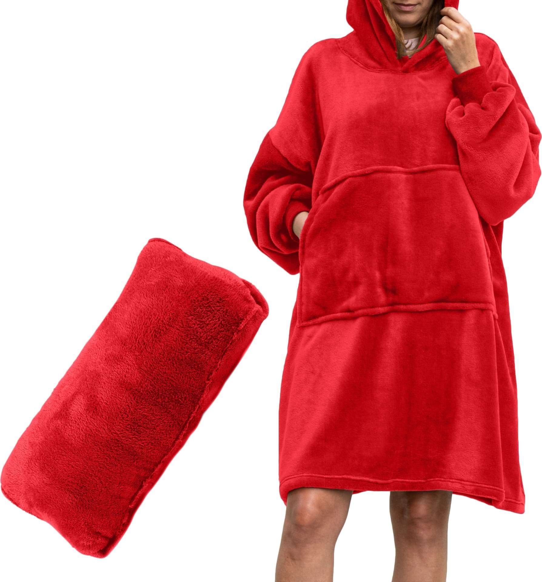 Froster Bluzair Koco Bluza Oversize Kapturem Czerwona 4w1