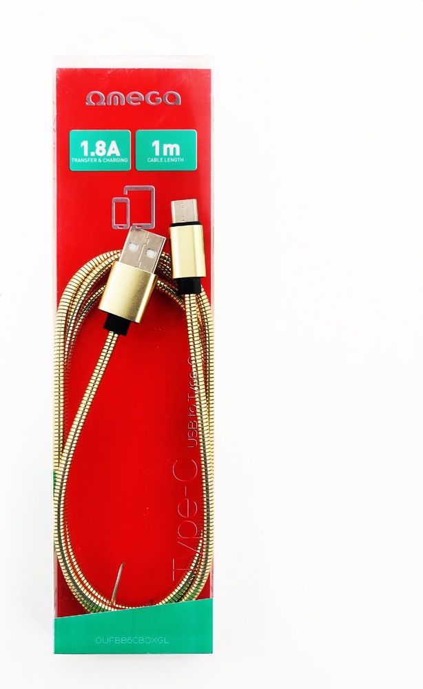 Kabel USB Omega USB-A - Lightning 1 m Złoty (OUFBB6LBOXGL)