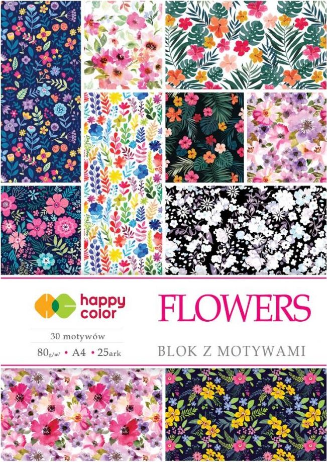 Happy Color Blok z motywami Flowers A4/15K 80g HAPPY COLOR