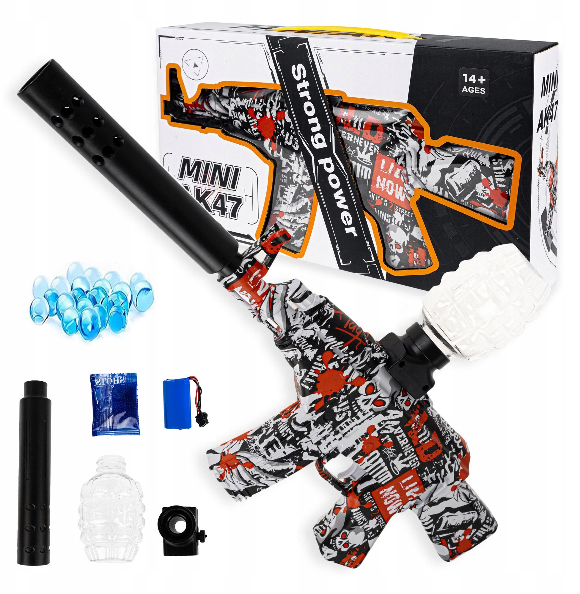 Pistolet Karabin Automatyczny Na Kulki Żelowe Elektryczny Ak47 Duży Zestaw