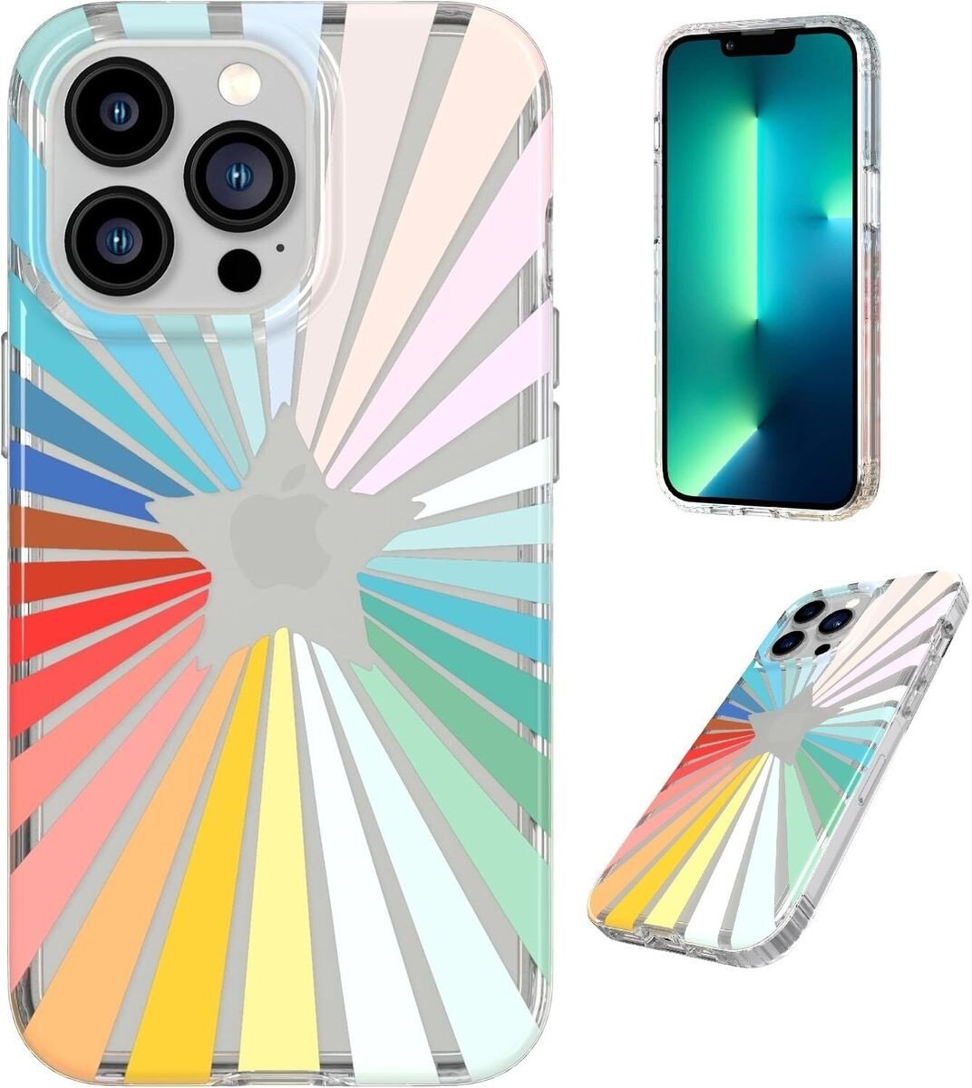 T21-9352 Tech21 EvoArt for iPhone 13 Pro - Rainbow Sunburst