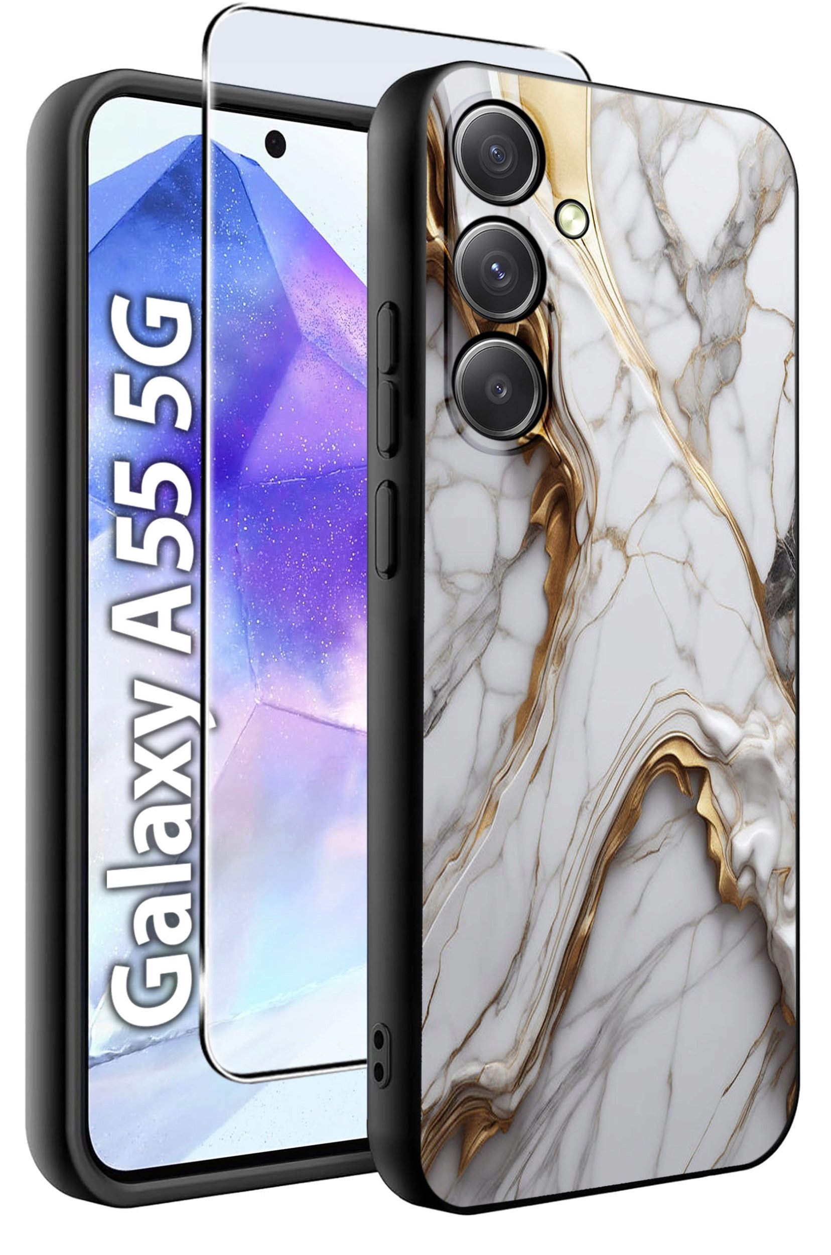 ETUI do Samsung A55 5G WZORY | SILIKONOWE MATT CASE + SZKŁO HARTOWANE 9H