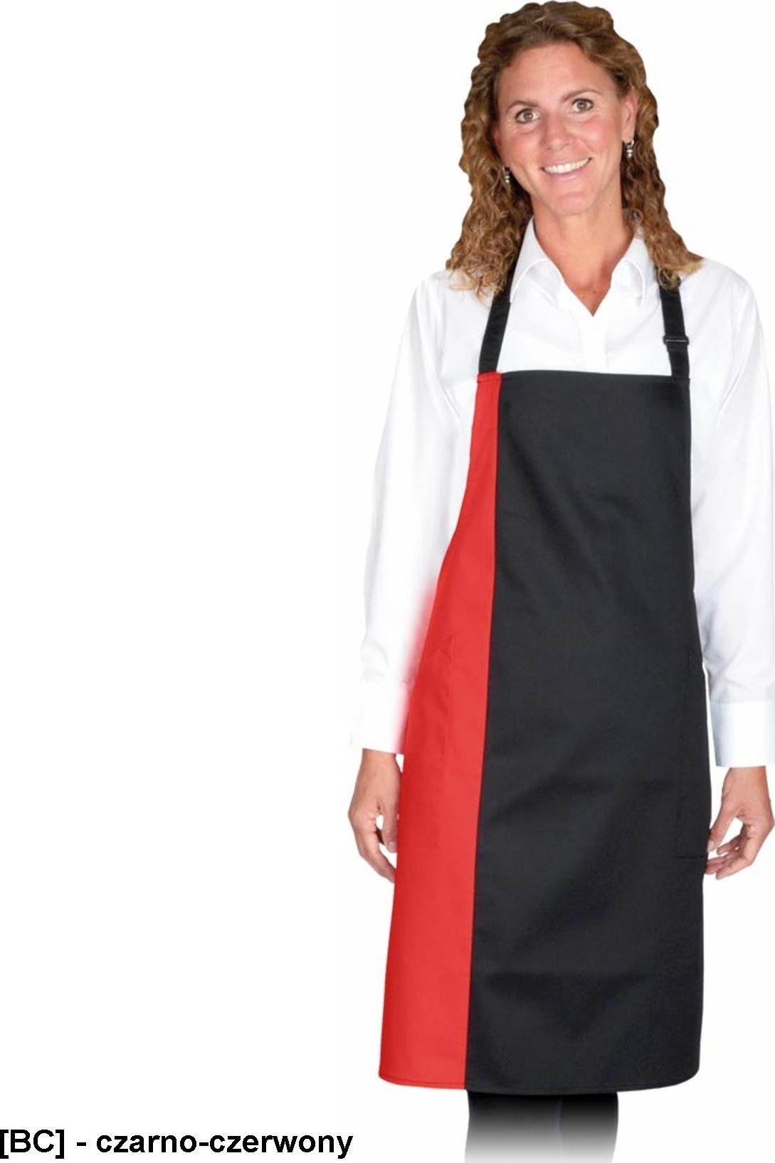 R.E.I.S. FDUO-2K - Fartuch gastronomiczny wiązany na szyi - czarno-różowy fuschia - 72x85 cm.