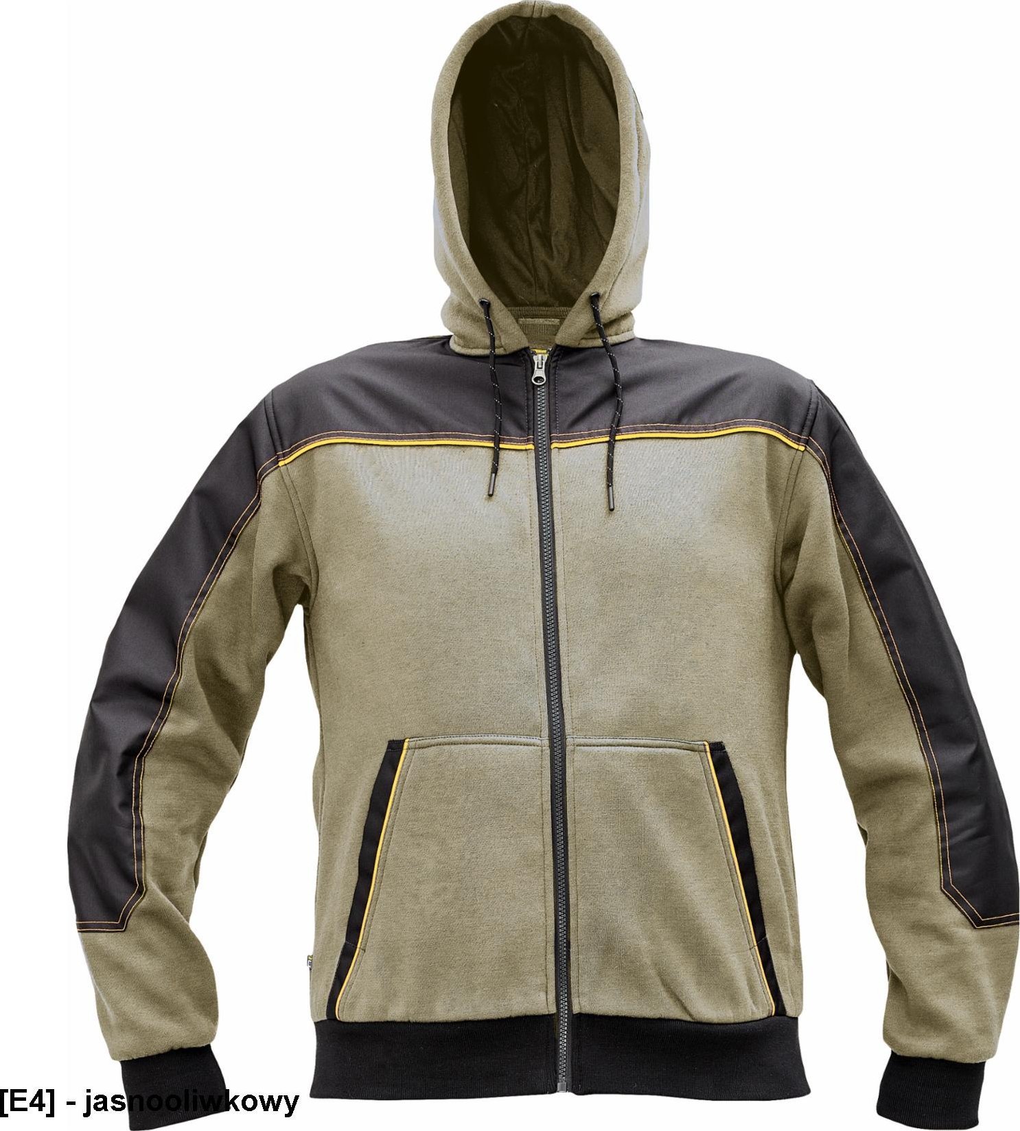 CERVA CREMORNE bluza - męska bluza z suwakiem, kaptur, 55% bawełna, 45% poliester - jasnooliwkowy XL