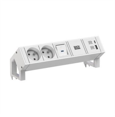BACHMANN DESK2 biały 2xUTE 1xswitch 1xUSB A/C 22W 0,2m GST18