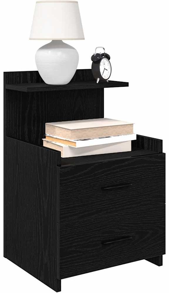 vidaXL Szafka nocna z 2 szufladami Czarna 40x36,5x62 cm