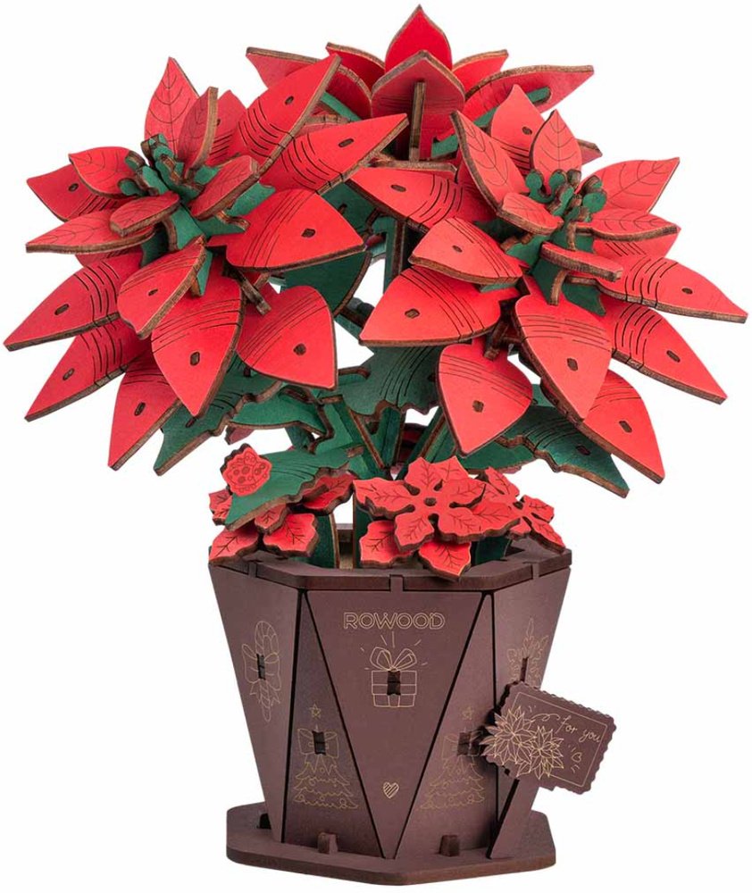 Robotime Drewniane Puzzle Model 3D DIY Poinsettia / Gwiazda Betlejemska