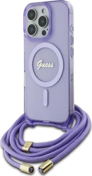 Guess Guess GUHMP16LHCTSGNSU iPhone 16 Pro 6.3" fioletowy/purple hardcase Crossbody Cord Script MagSafe