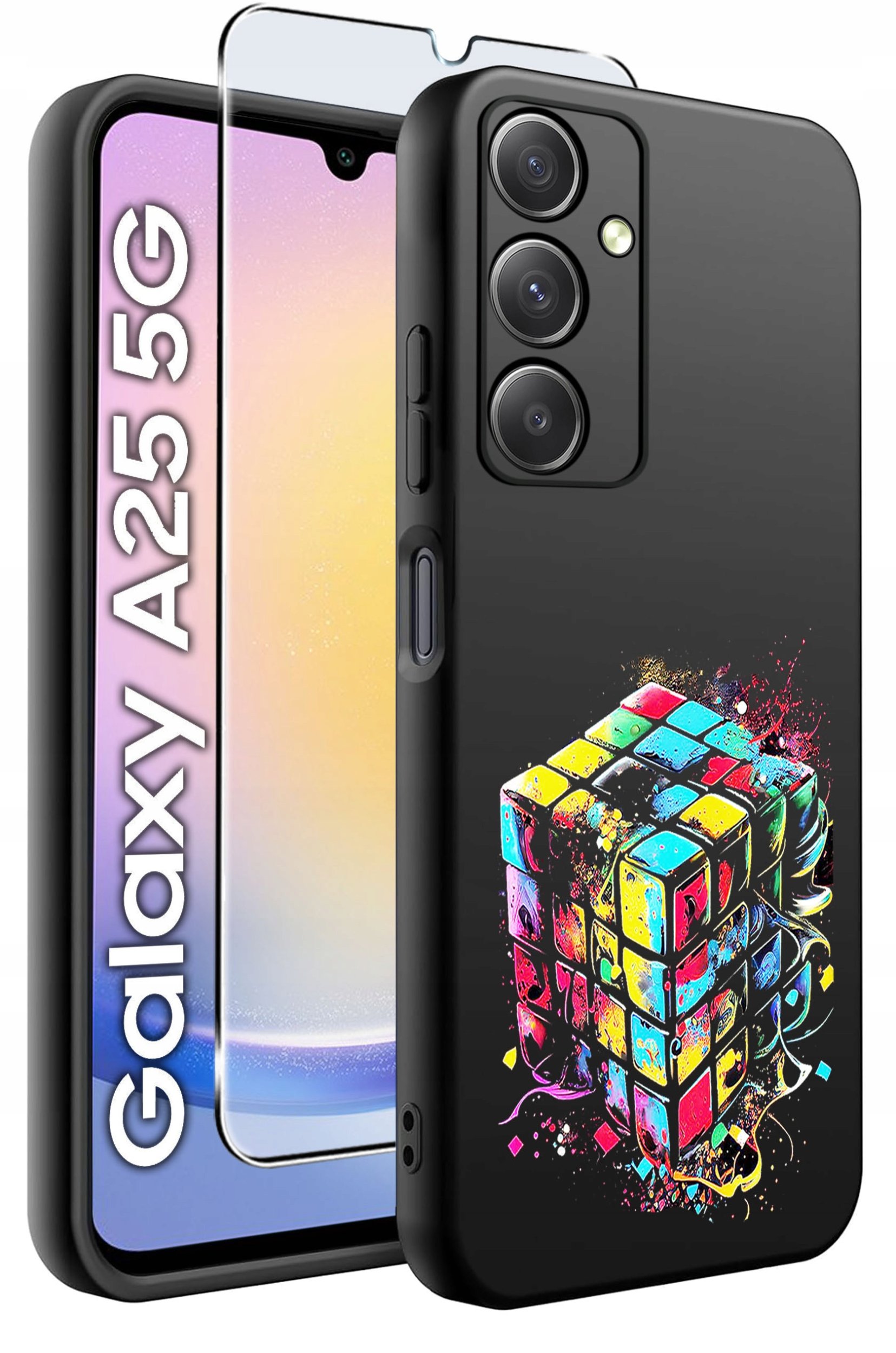 ETUI do Samsung A25 5G WZORY | SILIKONOWE MATT CASE + SZKŁO HARTOWANE 9H