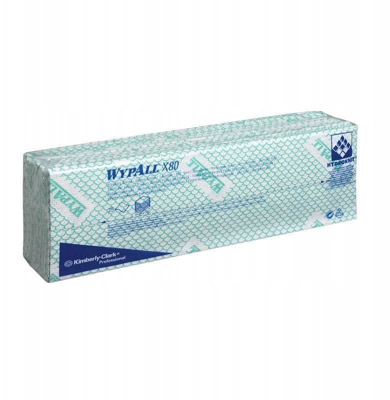 Kimberly Clark WypAll X80 Critical Clean - Składane na pół zielone ściereczki do czyszczenia - 25 sztuk