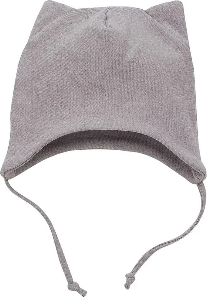 PINOKIO Czapka niemowlęca bawełniana wiązana szara Pinokio Hello 74