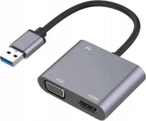 HUB USB Spreest Adapter Przejściówka USB-A 3.0 na HDMI VGA JACK 2K