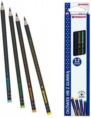 Penmate Ołówek trójkątny z gumką Gwiazdki 12szt