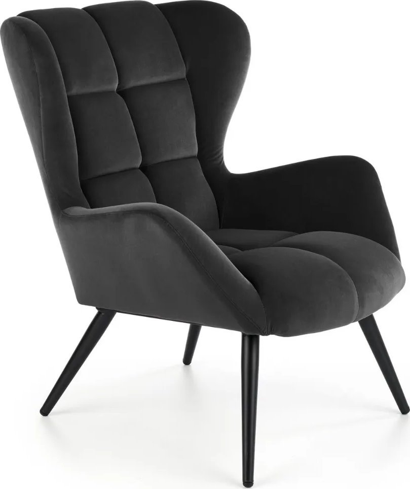 Halmar Fotel uszak TYRION VELVET czarny HALMAR