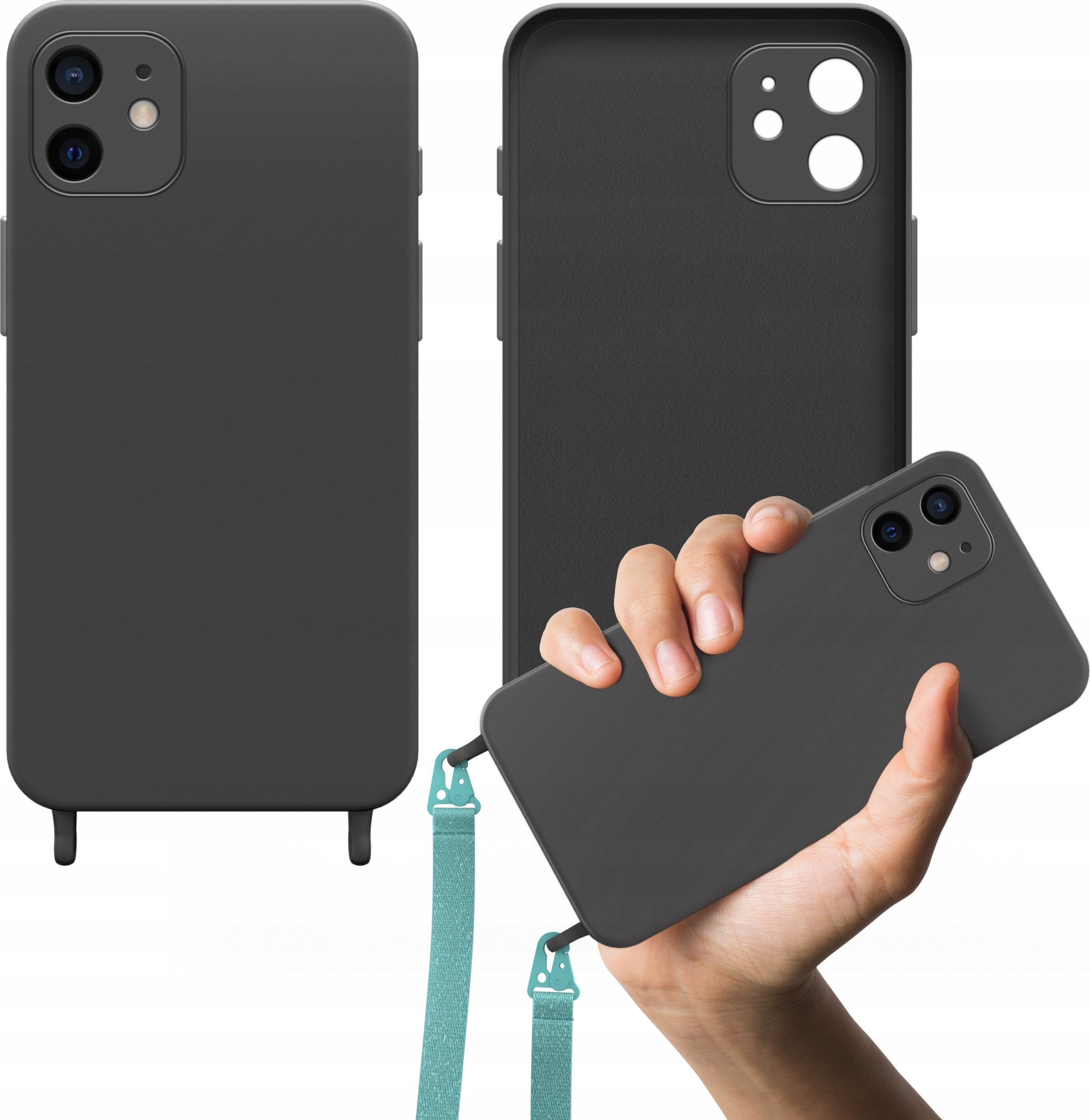 Hello Case Etui Switch Case Obudowa do Apple iPhone 12 do Smyczki Silikonowe Czarne