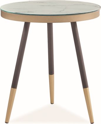 Signal Ława VEGA C biała/czarna okrągła do salonu w stylu glamour SIGNAL