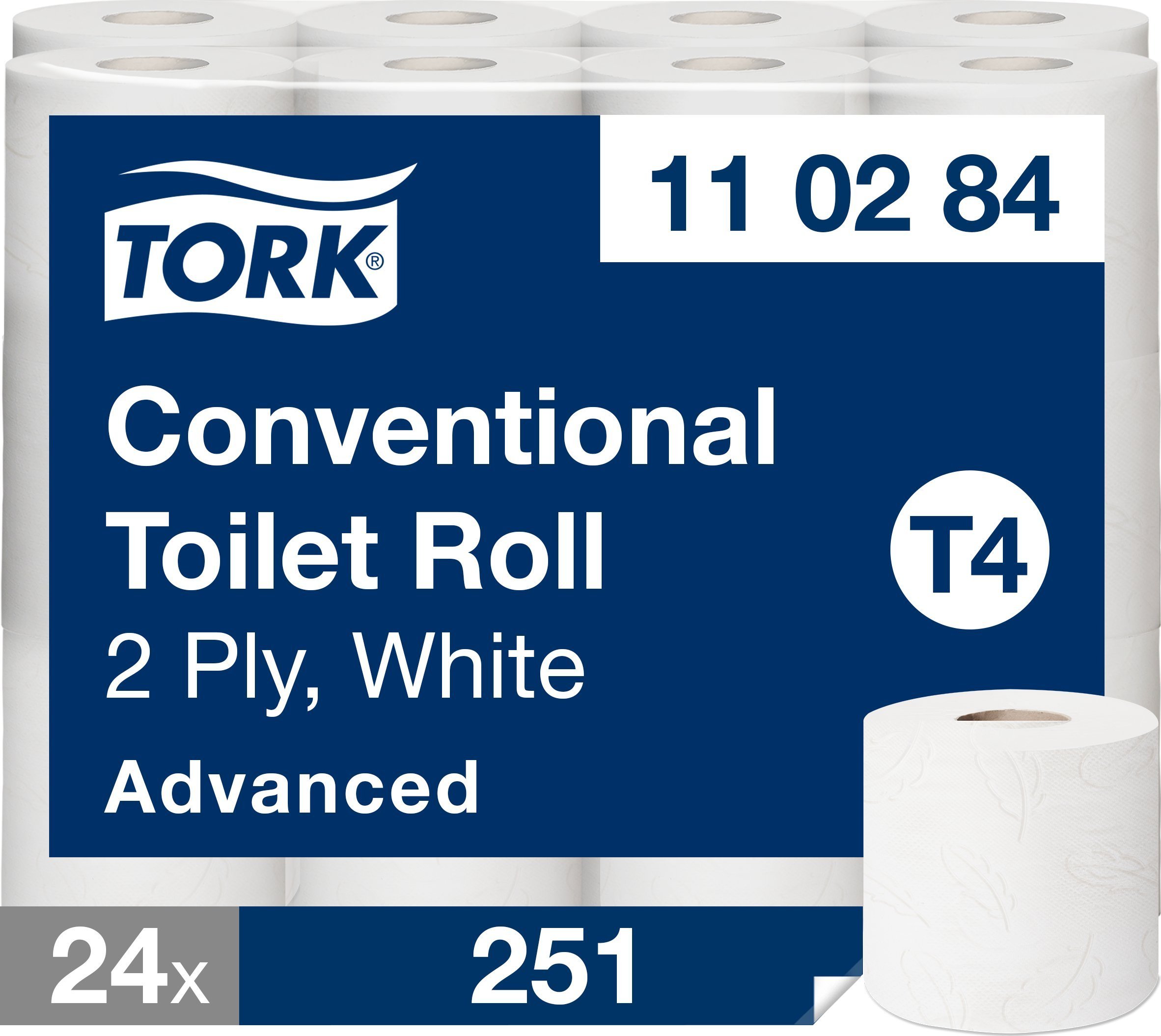 Tork Toiletpapir Tork® Advanced T4, 110284, 2-lags, pakke a 24 stk.