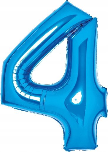 AMSCAN Balon foliowy cyfra 4 niebieska 51x66cm 9914054