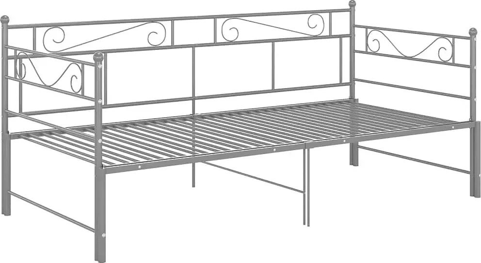 Elior Szare metalowe łózko rozkładane 90x200 cm - Rego